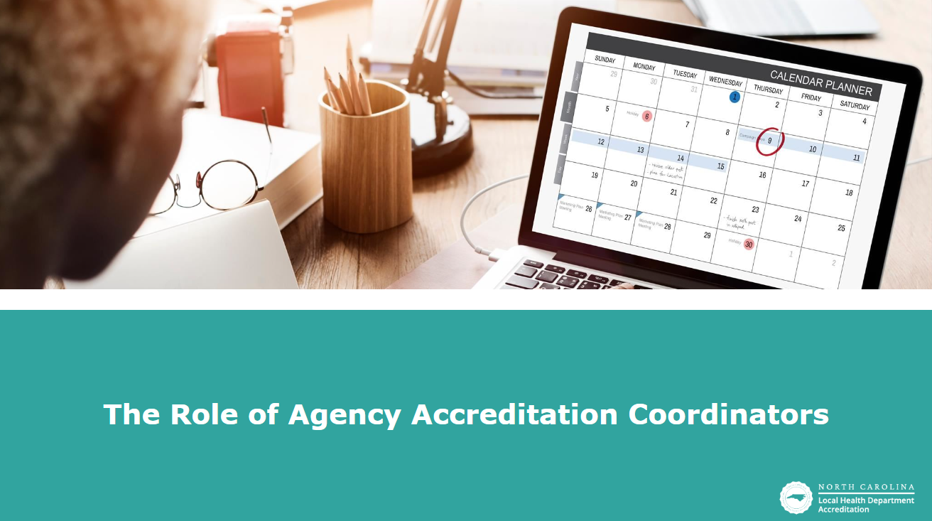 The Role of Agency Accreditation Coordinators Training introduction screen.